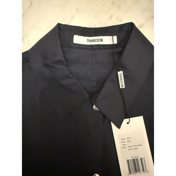 Thakoon Fitted Puff Sleeve Shirt Jacket Navy Black Size 4 NWT [jb] - Picture 4 of 9